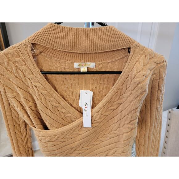 NWT Cable Knit Cutout Crossover Sweater - Picture 2 of 4